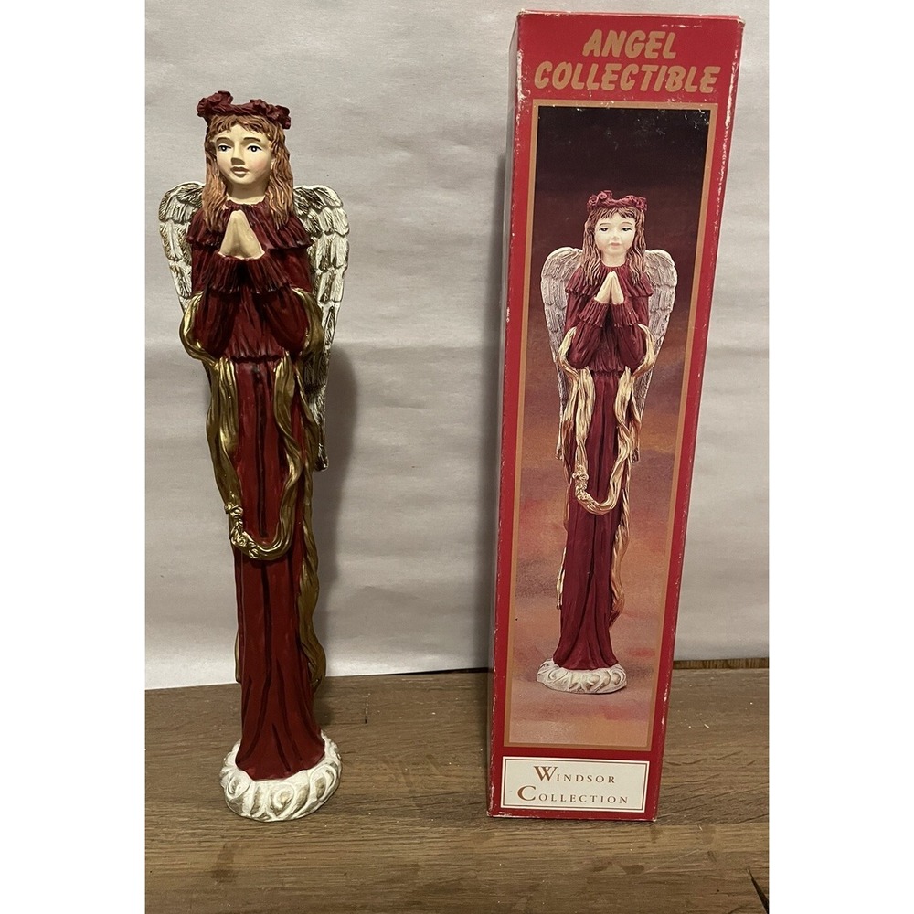 Praying Angel Figurine Stoneware Christmas Decoration 11 Inches